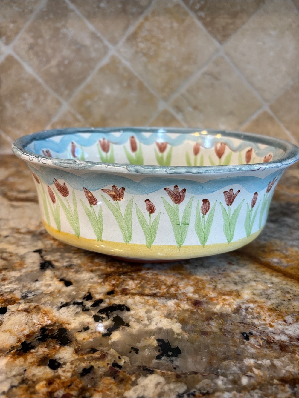 Vintage MacKenzie-Childs Oval Chowder Bowl -Retired Aalsmeer Pattern
